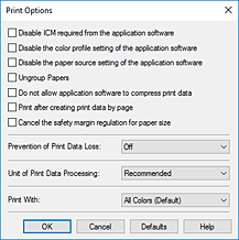 figure:Print Options dialog box